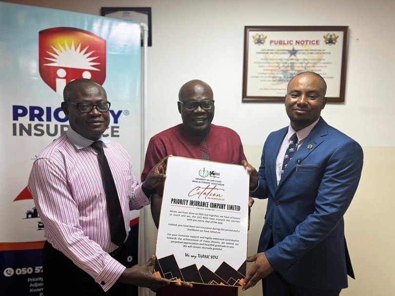 University of Cape Coast presents Priority Insurance with a Citation of their Support